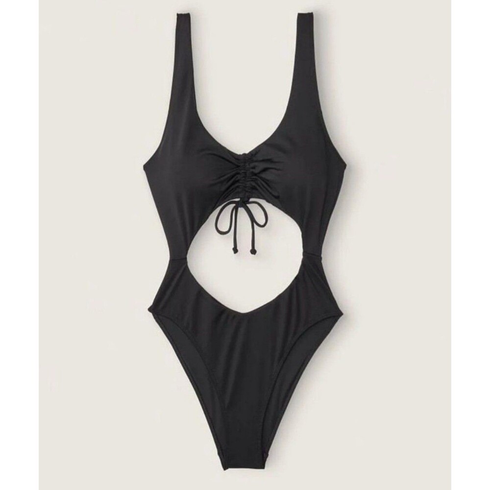 VS PINK One Piece Swimsuit L BLACK CUTOUT